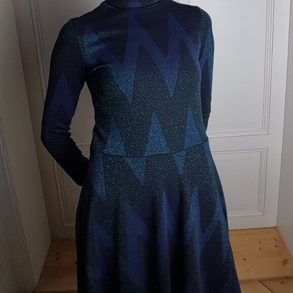 Otto D'ame Glittery Chevron Pattern Fit 'N Flare Dress - Picture 2 of 11